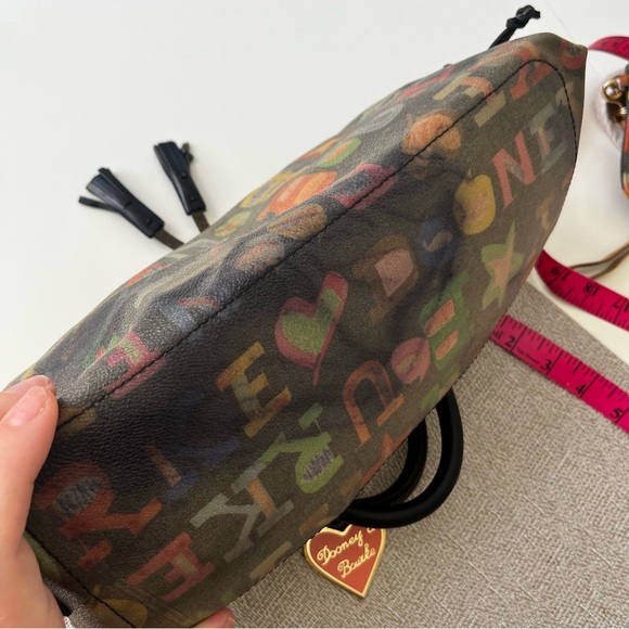 Dooney & Bourke Vintage Rainbow Doodle Black Tassle Tote - Picture 12 of 12